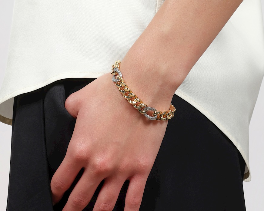 Bracciale Classica in bronzo dorato con zirconi Unoaerre