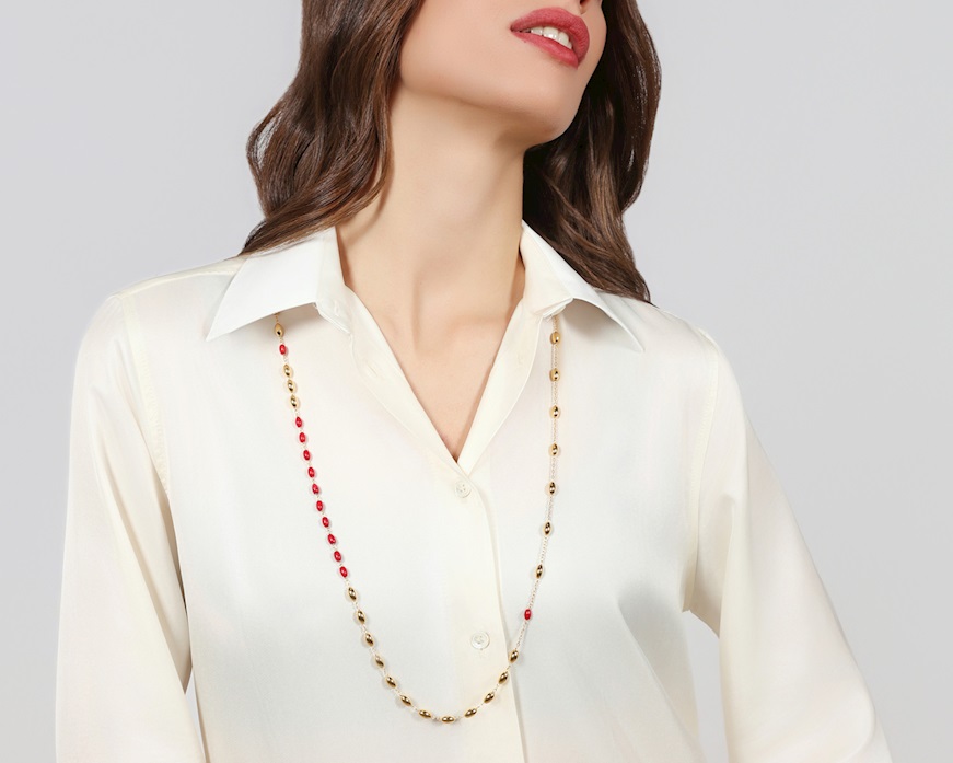 Collana Boule argento dorato e corallo Unoaerre