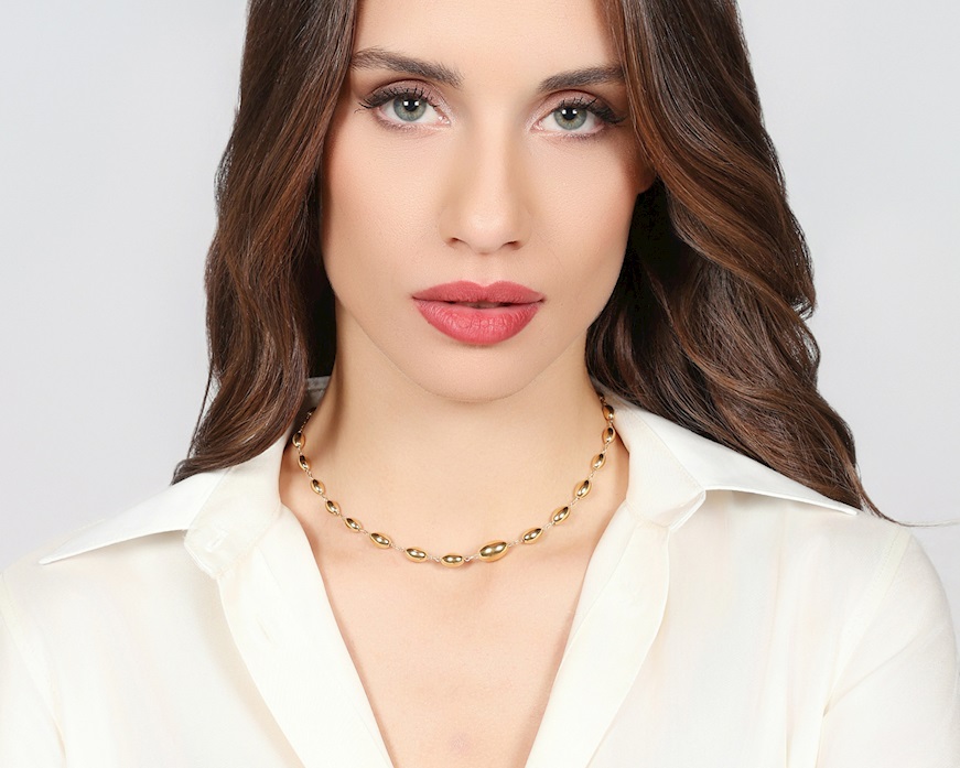 Collana Boule argento dorato e corallo Unoaerre