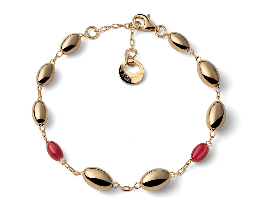 Bracciale Boule argento dorato e corallo Unoaerre