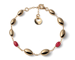 Bracciale Boule argento dorato e corallo Unoaerre