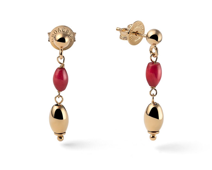 Orecchini Boule argento dorato e corallo Unoaerre