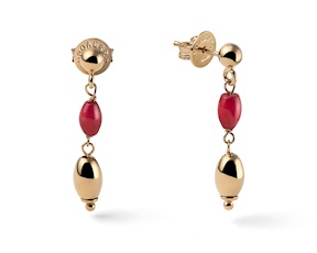 Orecchini Boule argento dorato e corallo Unoaerre