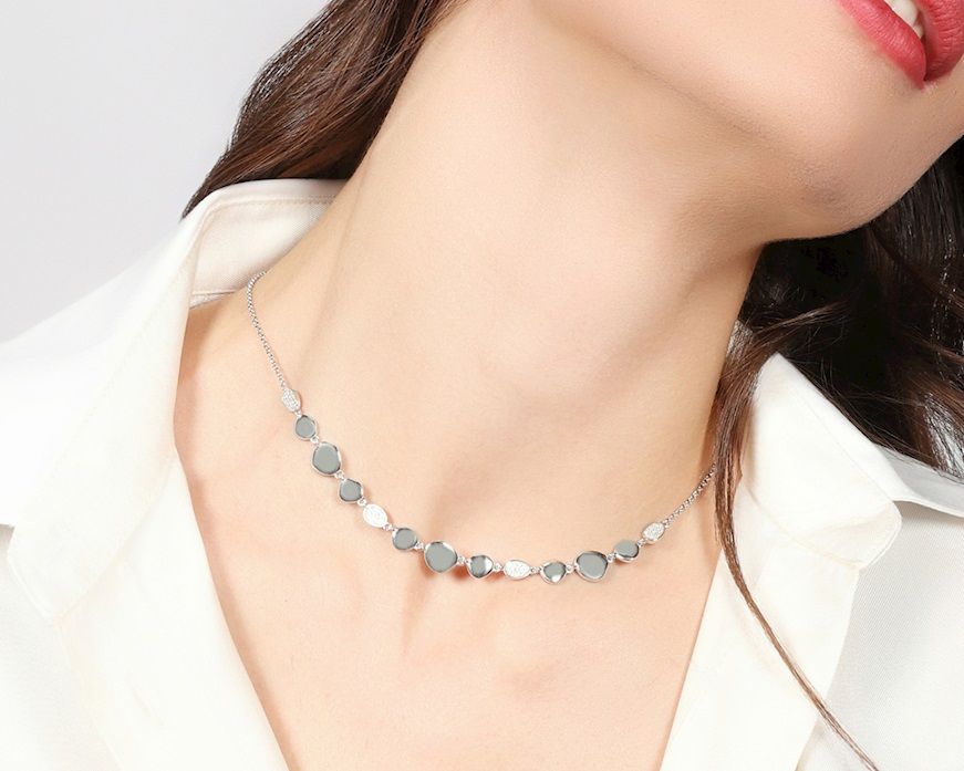 Collana Sparkle argento con pepite e zirconi Unoaerre