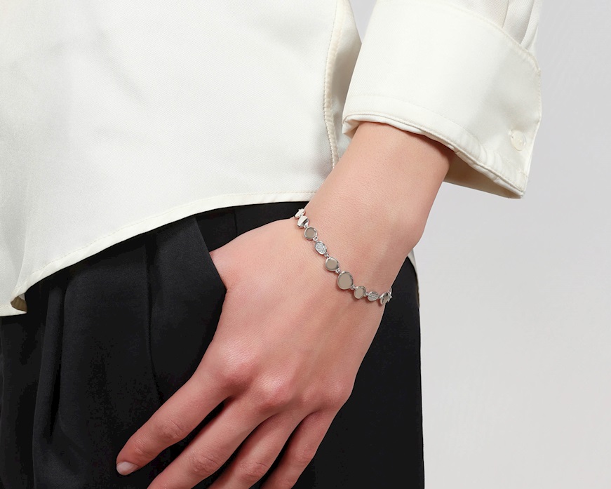 Bracciale Sparkle argento con pepite e zirconi Unoaerre