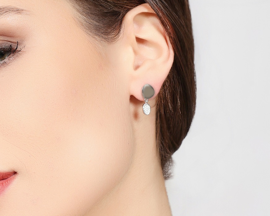 Orecchini Sparkle argento con pepite e zirconi Unoaerre