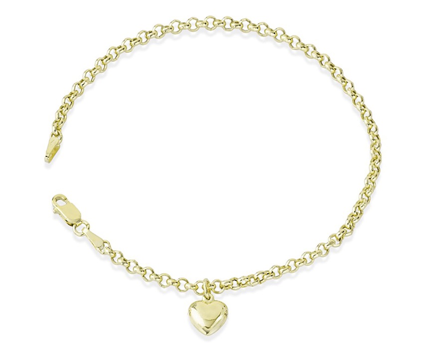 Bracciale Oro 9k a maglia rolò con cuore Unoaerre