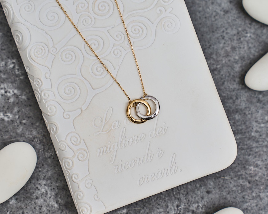 Collana Oro 9k con doppio cerchio Unoaerre
