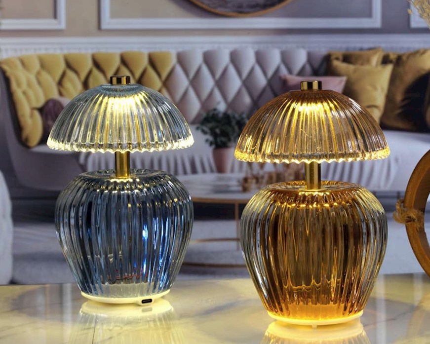 Lampada a LED in vetro con ricarica USB arancione Selezione Zanolli