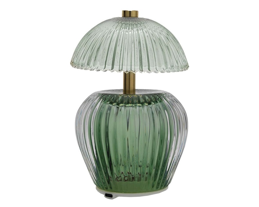 Lampada a LED in vetro con ricarica USB verde Selezione Zanolli