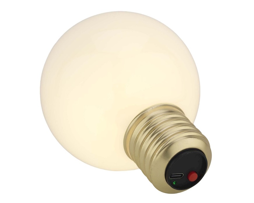 Lampada a LED a bulbo in vetro con ricarica USB rosa antico Selezione Zanolli