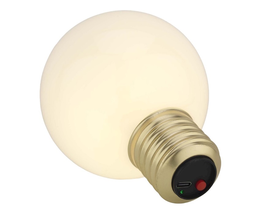 Lampada a LED a bulbo in vetro con ricarica USB salvia Selezione Zanolli