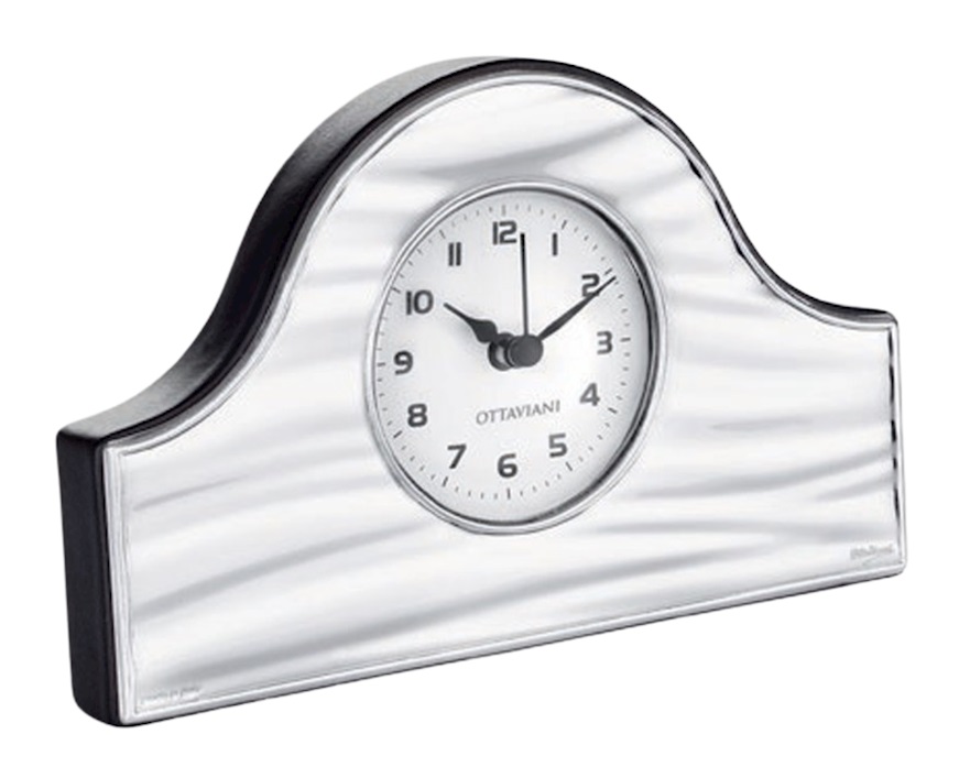 Table clock pvd Silver with white dial Ottaviani