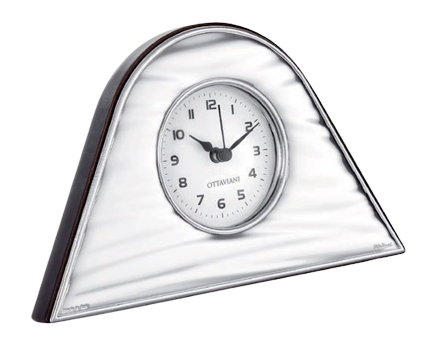 Table clock pvd Silver with white dial Ottaviani