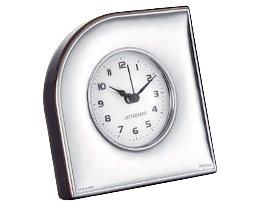 Table clock pvd Silver with white dial Ottaviani