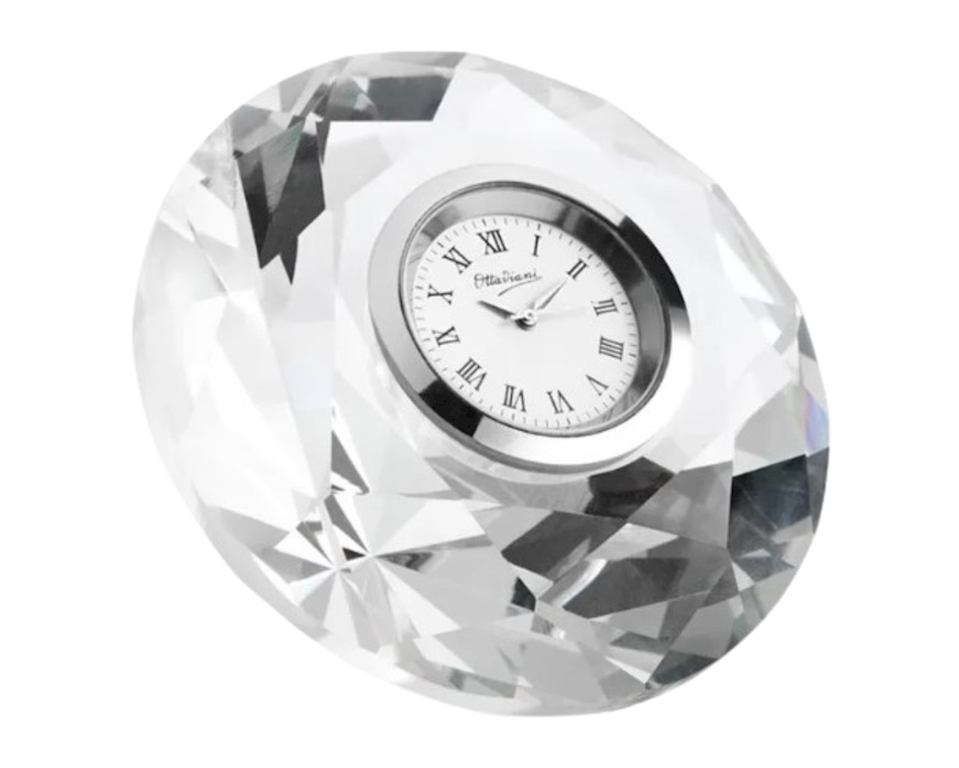 Table clock crystal with white dial Ottaviani