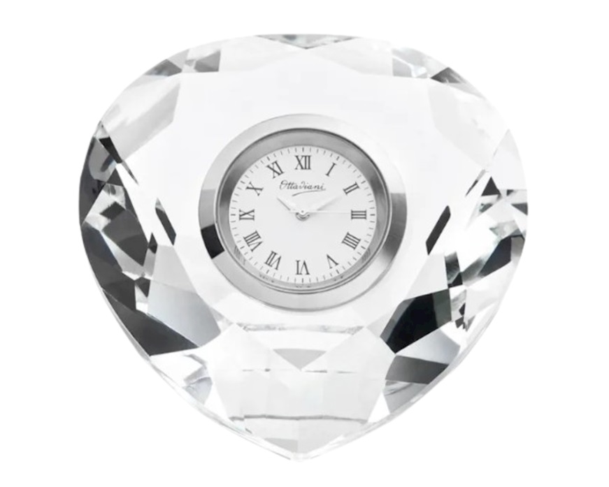Table clock crystal with white dial Ottaviani
