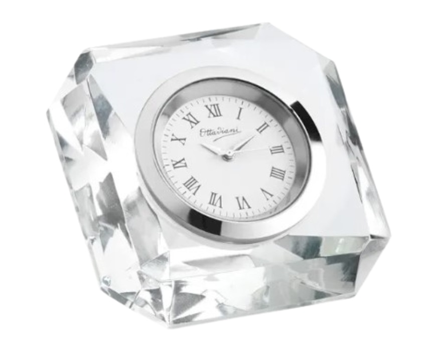 Orologio da tavolo cristallo con quadrante bianco Ottaviani