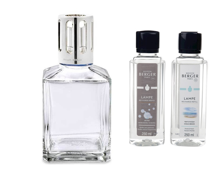 Cofanetto Lampada Catalitica Essentielle Cube con 2 ricariche da 250 ml Maison Berger Paris