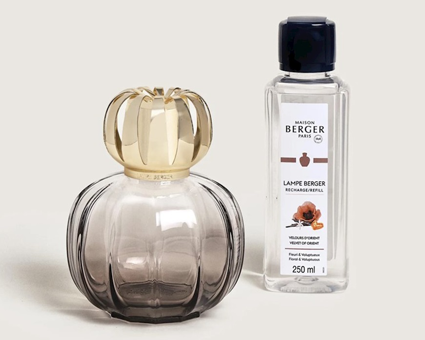 Cofanetto lampada catalitica Corali Grigia con profumo 250 ml Velours d'Orient Maison Berger Paris
