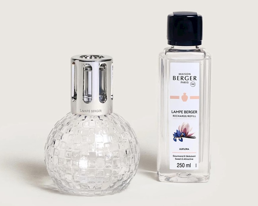 Cofanetto lampada catalitica Disco Trasparente con profumo 250 ml Liliflora Maison Berger Paris