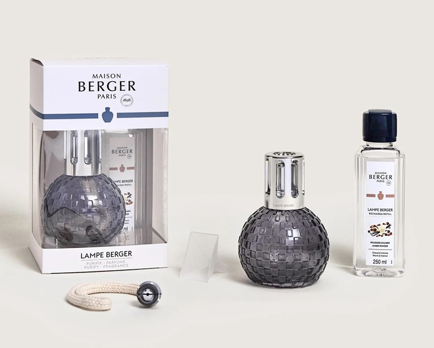 Cofanetto lampada catalitica Disco Grigia con profumo 250 ml Poussiere d'Ambre Maison Berger Paris