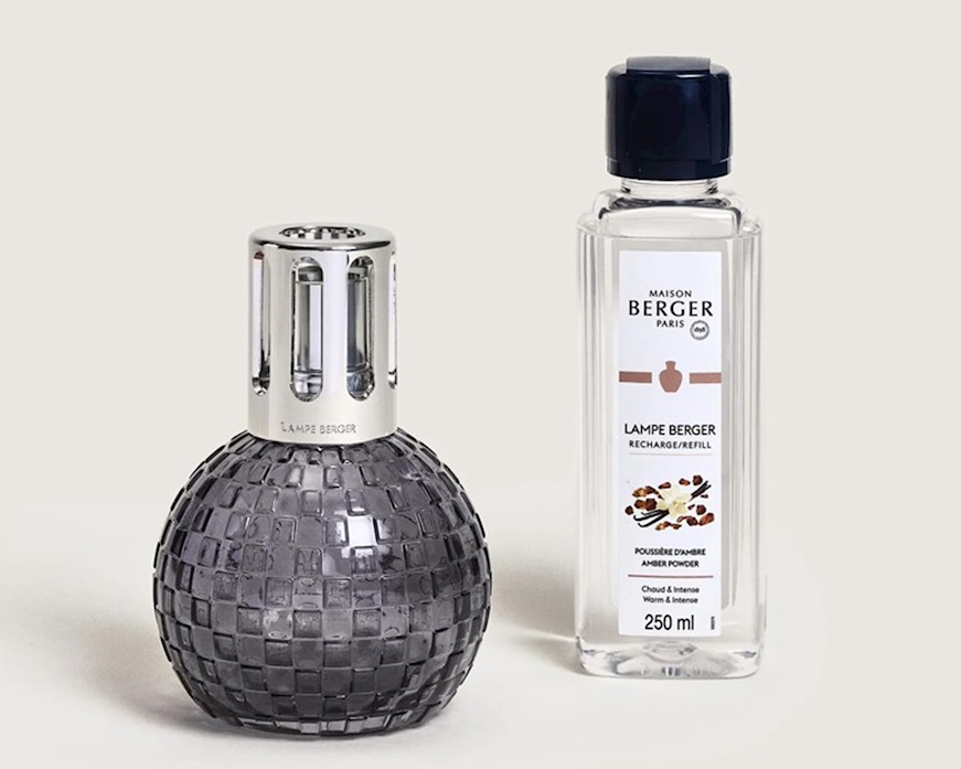 Cofanetto lampada catalitica Disco Grigia con profumo 250 ml Poussiere d'Ambre Maison Berger Paris
