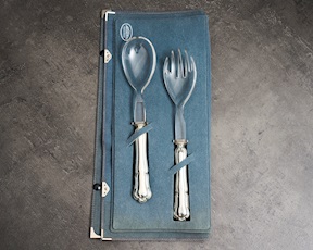 Posate insalata argento 40 grammi 2 pezzi in stile Barocchino usato ricondizionato Zanolli Vintage