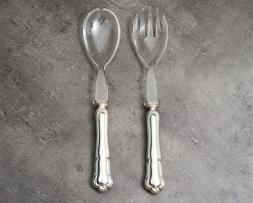 Posate insalata argento 40 grammi 2 pezzi in stile Barocchino usato ricondizionato Zanolli Vintage