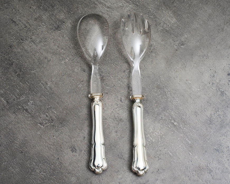 Posate insalata argento 40 grammi 2 pezzi in stile Barocchino usato ricondizionato Zanolli Vintage