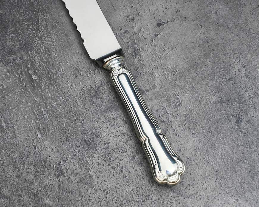 Coltello panettone argento 20 grammi in stile Barocchino usato ricondizionato Zanolli Vintage