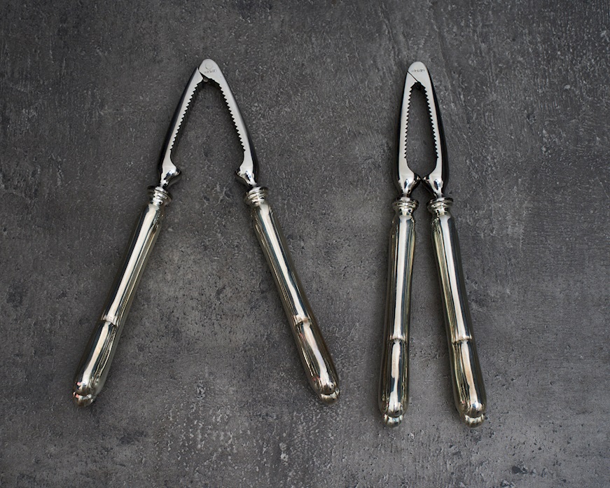 Schiaccianoci argento 80 grammi 2 pezzi in stile Barocchino usato ricondizionato Zanolli Vintage