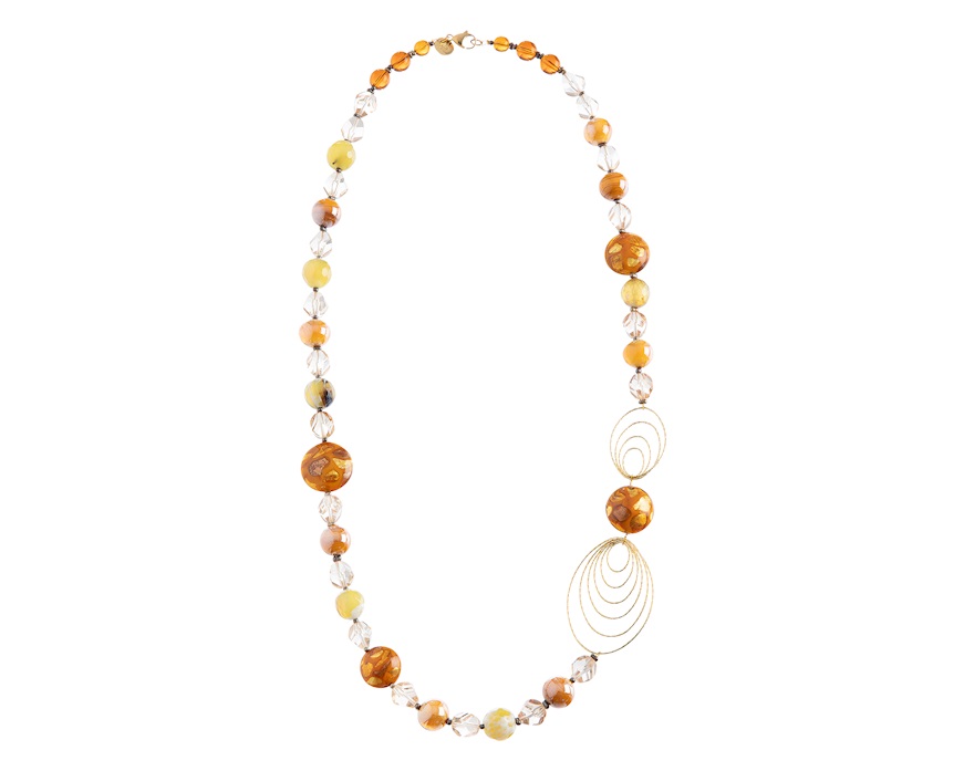 Collana lunga Aura vetro di Murano topazio Murrina Murano Venezia