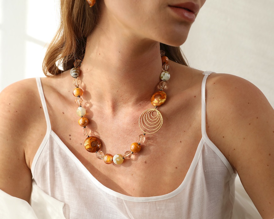 Collana Aura vetro di Murano topazio Murrina Murano Venezia