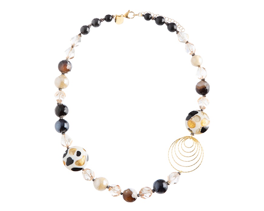 Collana Aura vetro di Murano nero Murrina Murano Venezia