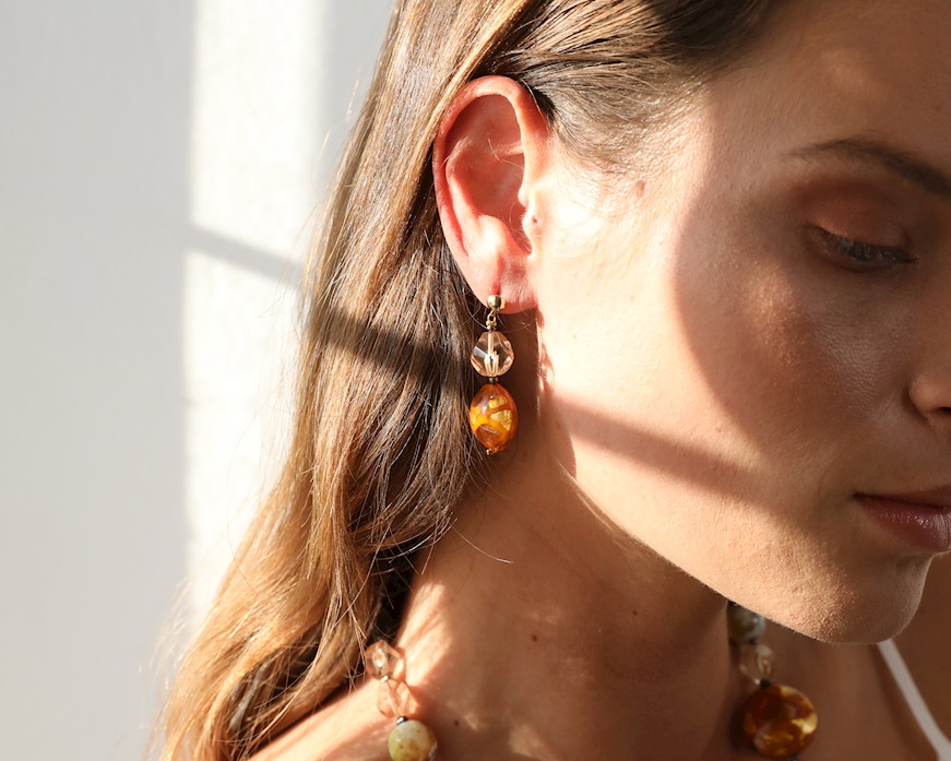 Orecchini Aura vetro di Murano topazio Murrina Murano Venezia