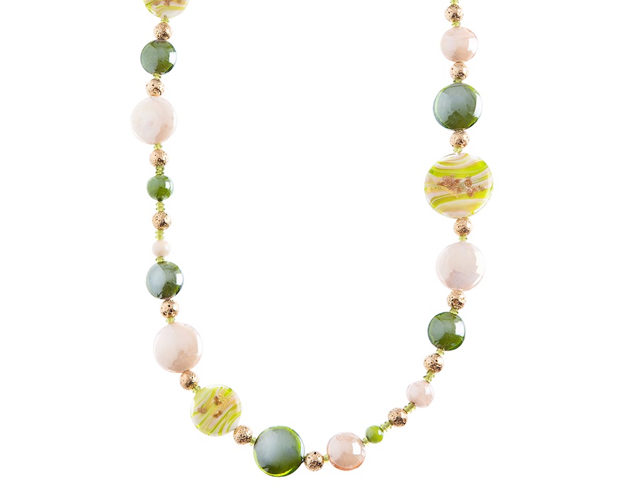 Collana Gaia vetro di Murano verde Murrina Murano Venezia