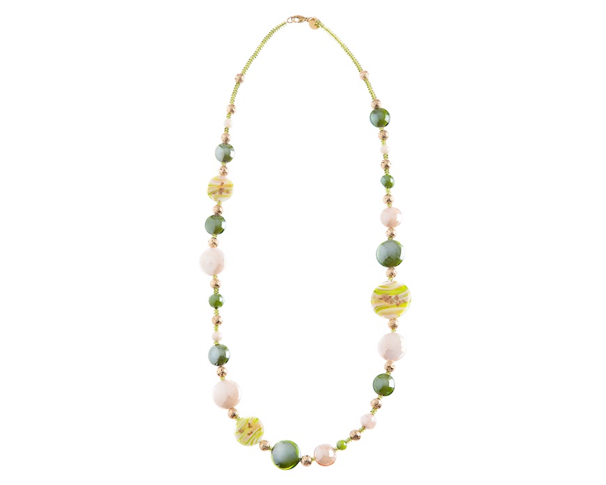 Collana Gaia vetro di Murano verde Murrina Murano Venezia