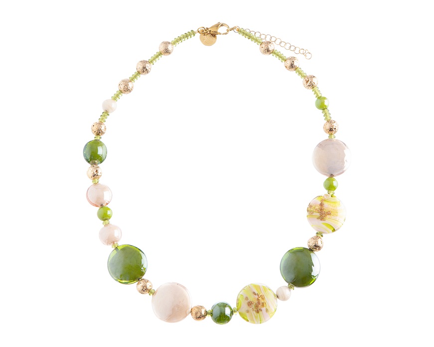 Collana Gaia vetro di Murano verde Murrina Murano Venezia