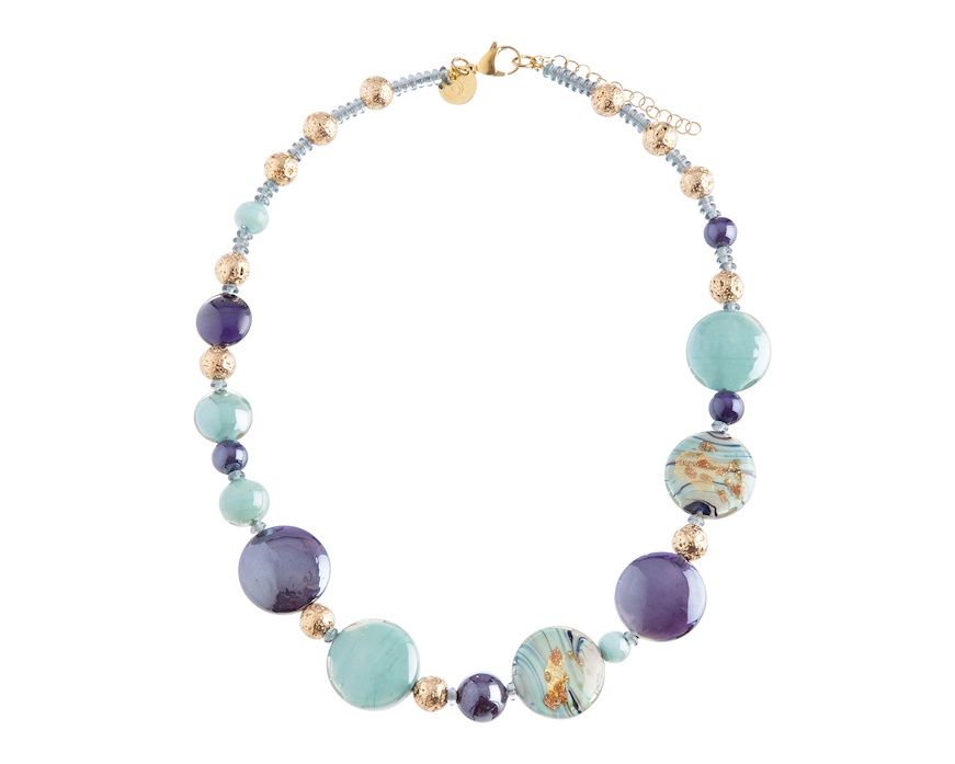 Collana Gaia vetro di Murano blu Murrina Murano Venezia