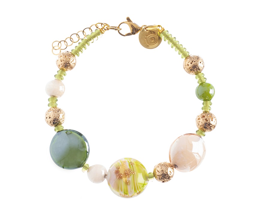 Bracciale Gaia vetro di Murano verde Murrina Murano Venezia