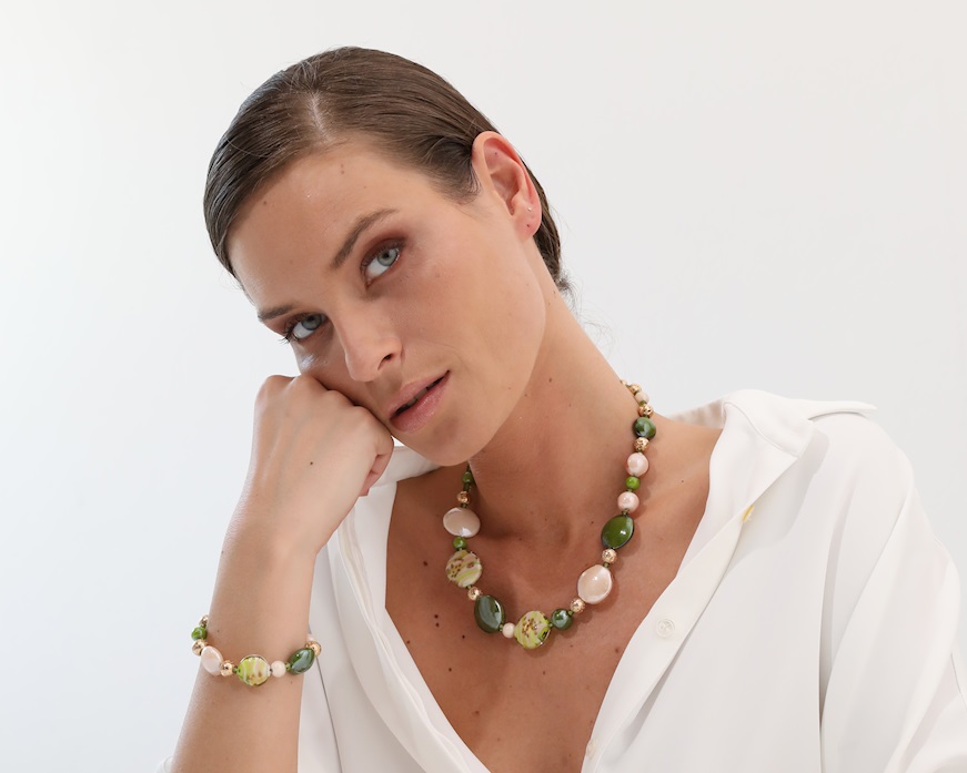 Bracciale Gaia vetro di Murano verde Murrina Murano Venezia