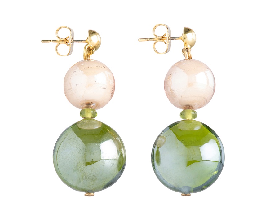 Orecchini Gaia vetro di Murano verde Murrina Murano Venezia