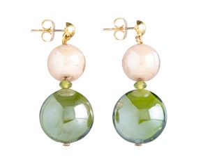 Orecchini Gaia vetro di Murano verde Murrina Murano Venezia