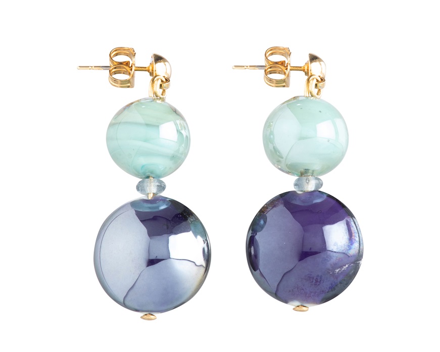 Orecchini Gaia vetro di Murano blu Murrina Murano Venezia