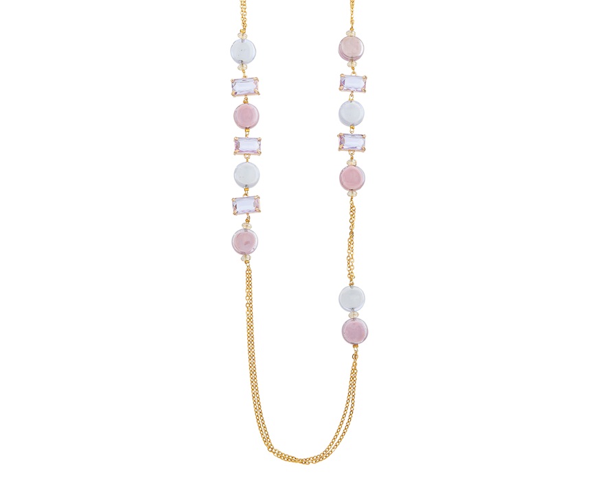 Collana Sunset Mirage vetro di Murano rosato e cristalli Murrina Murano Venezia