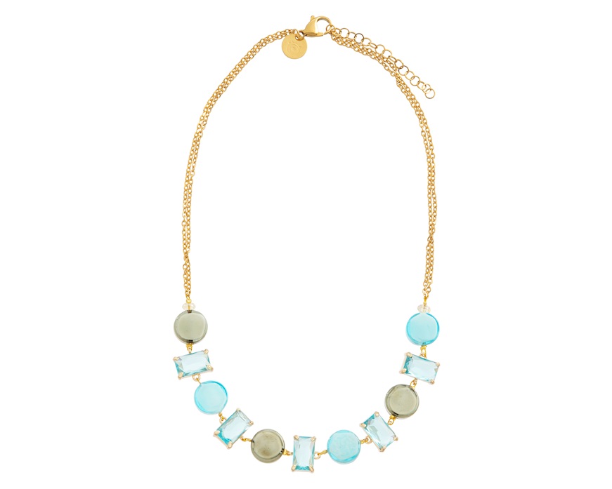 Collana girocollo Sunset Mirage vetro di Murano acquamare e cristalli Murrina Murano Venezia