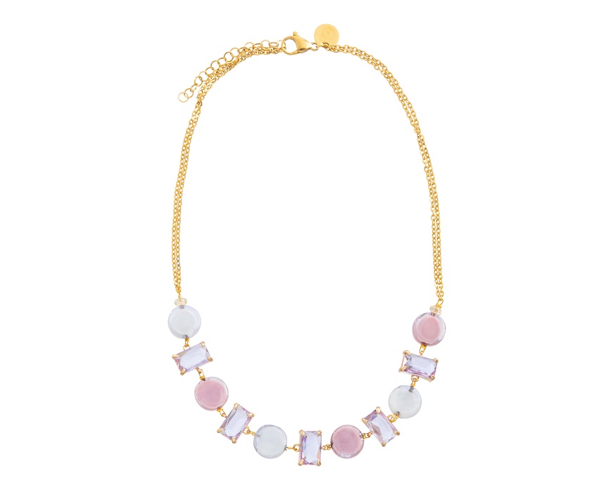 Collana girocollo Sunset Mirage vetro di Murano rosato e cristalli Murrina Murano Venezia