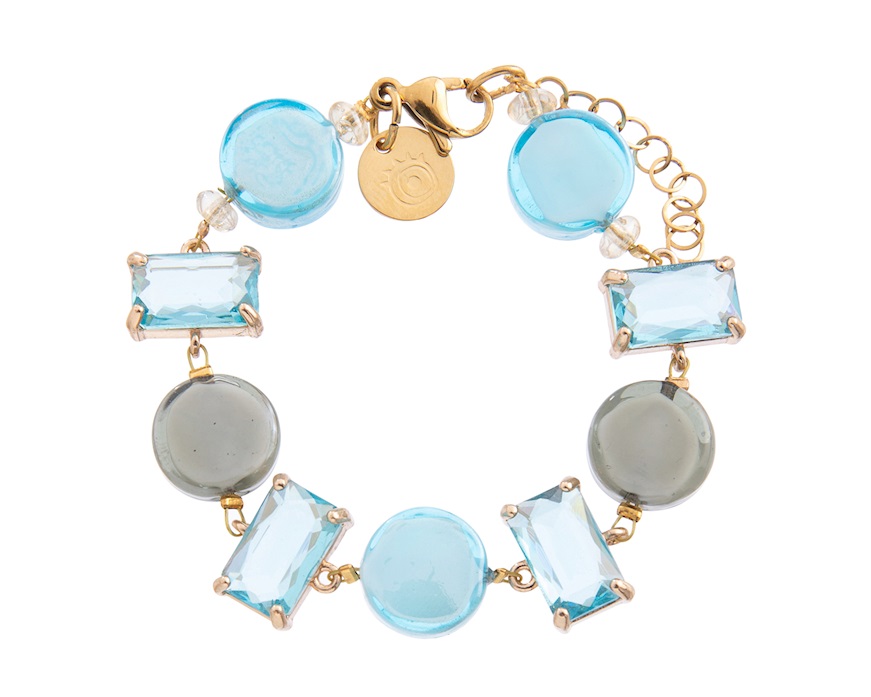 Bracciale Sunset Mirage vetro di Murano acquamare e cristalli Murrina Murano Venezia
