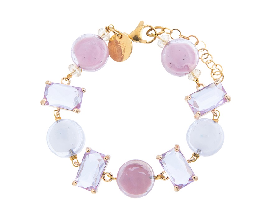 Bracciale Sunset Mirage vetro di Murano rosato e cristalli Murrina Murano Venezia
